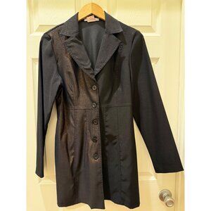 La Belle Womens Long Black Blazer With Sparkle Detail & Button Closure